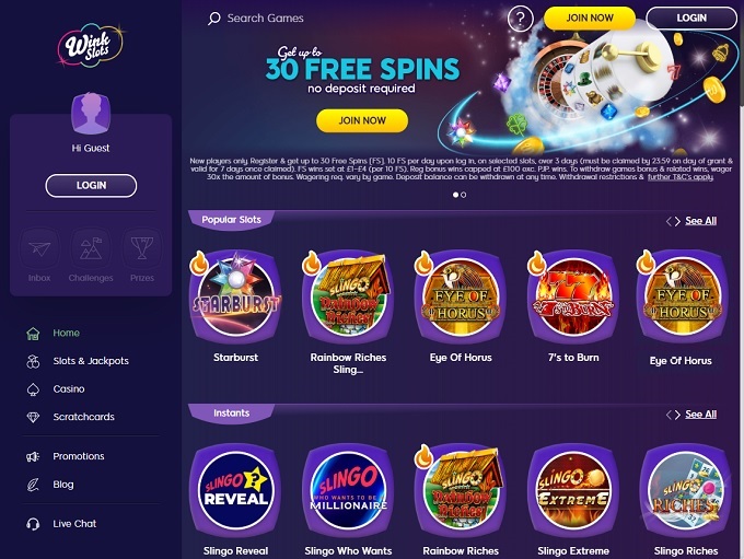 Wink casino 30 free spins slots