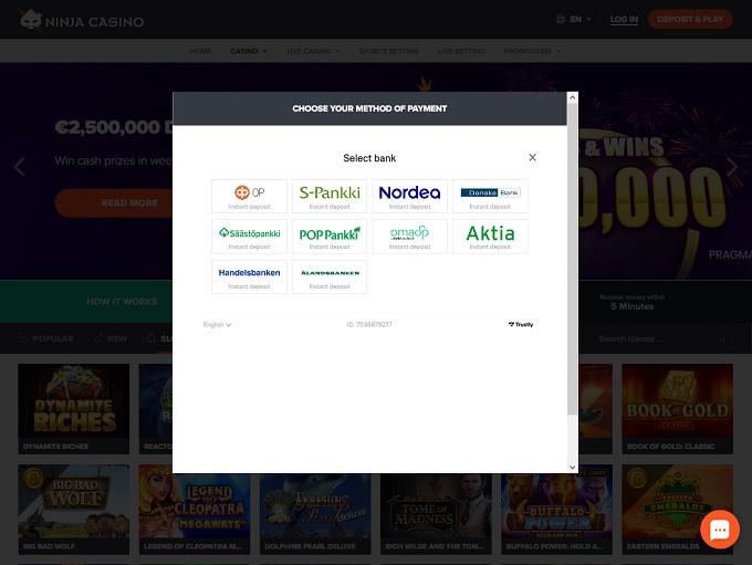 premium Betninja Casino bonus de tours gratuits bannière promotionnelle