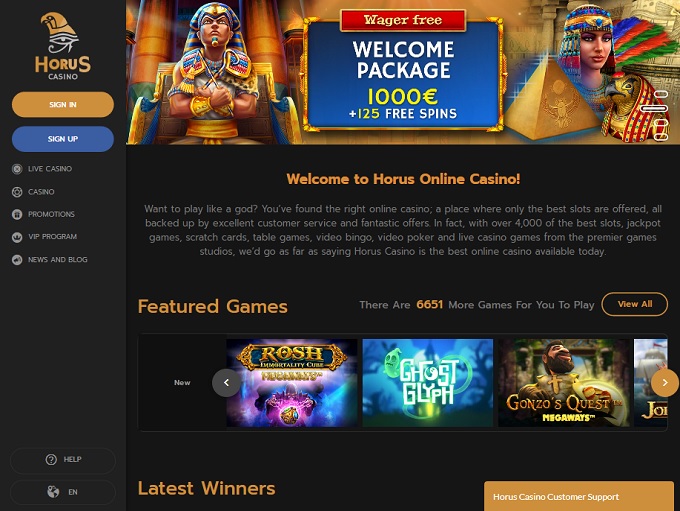 Horus casino no deposit code