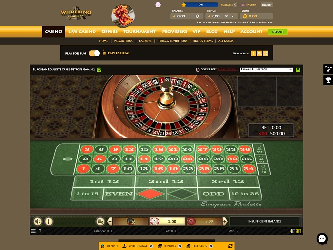 Wilderino Casino No Deposit Bonus