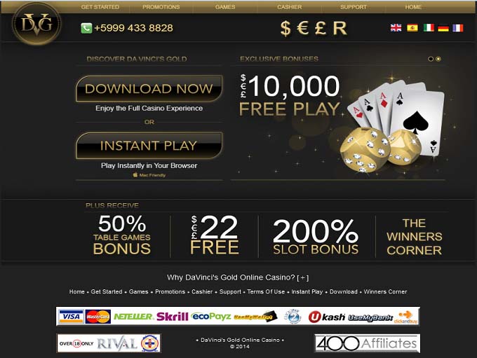 DaVinci's Gold Casino Online Casino Review