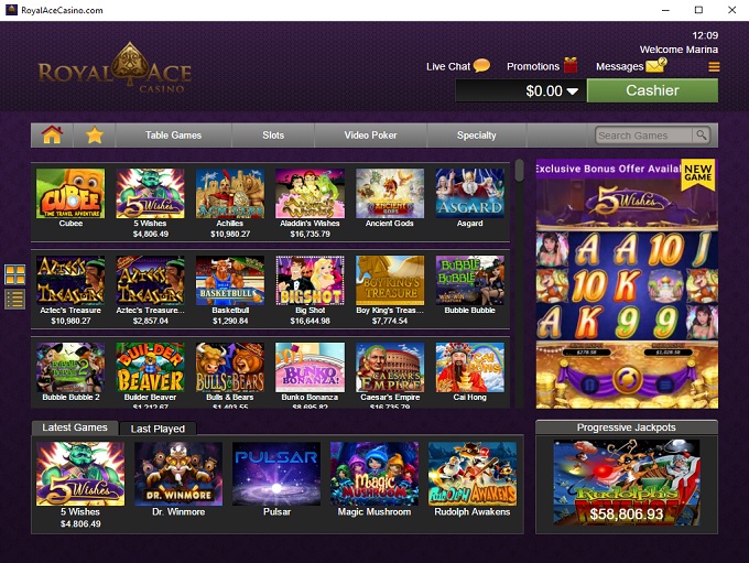 royal ace new casino bonus codes 127.00