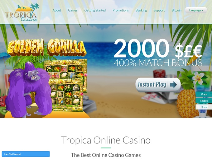 tropica casino no deposit welcome bonus code