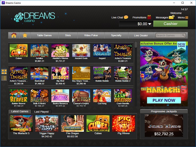 dreams casino instant play login