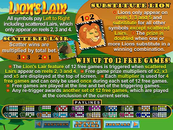 Lions Lair by Real Time Gaming