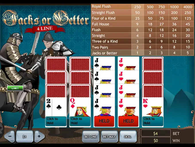 Jacks or Better 4 Line Video Poker by Playtech