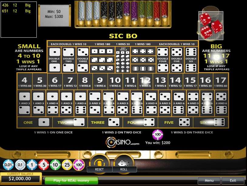 Sic Bo by Playtech