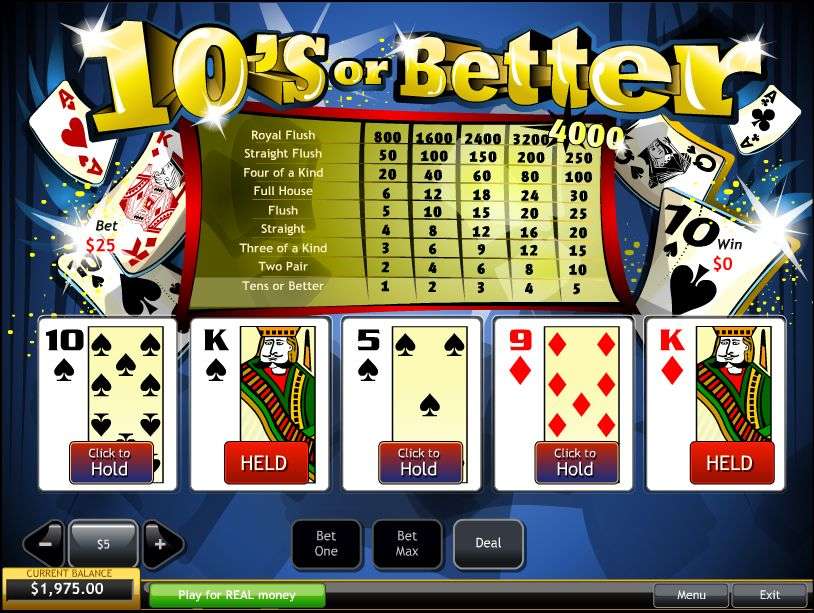 10's or Better Video Poker by Playtech