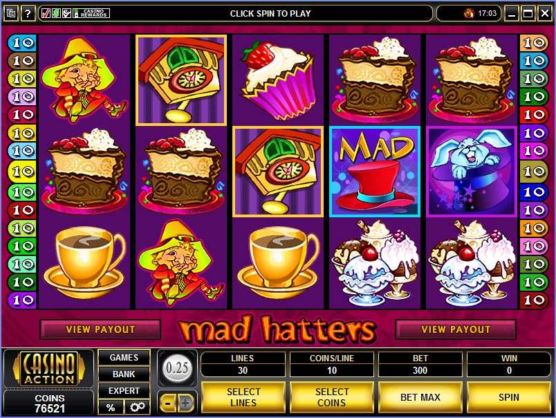 Play The Mad Hatter slot machine free with no regstration