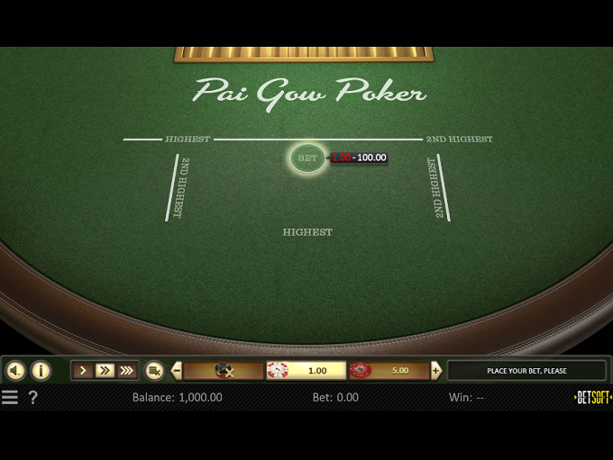 Play Pai Gow Poker Table from BetSoft for Free
