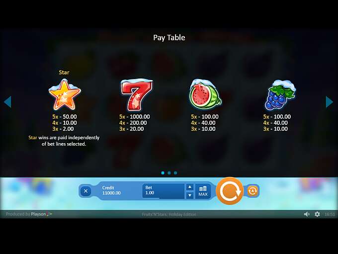 Fruits n Stars Holiday Edition by playson