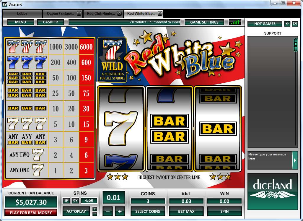 Red White Blue 1 Line by Octopus Gaming