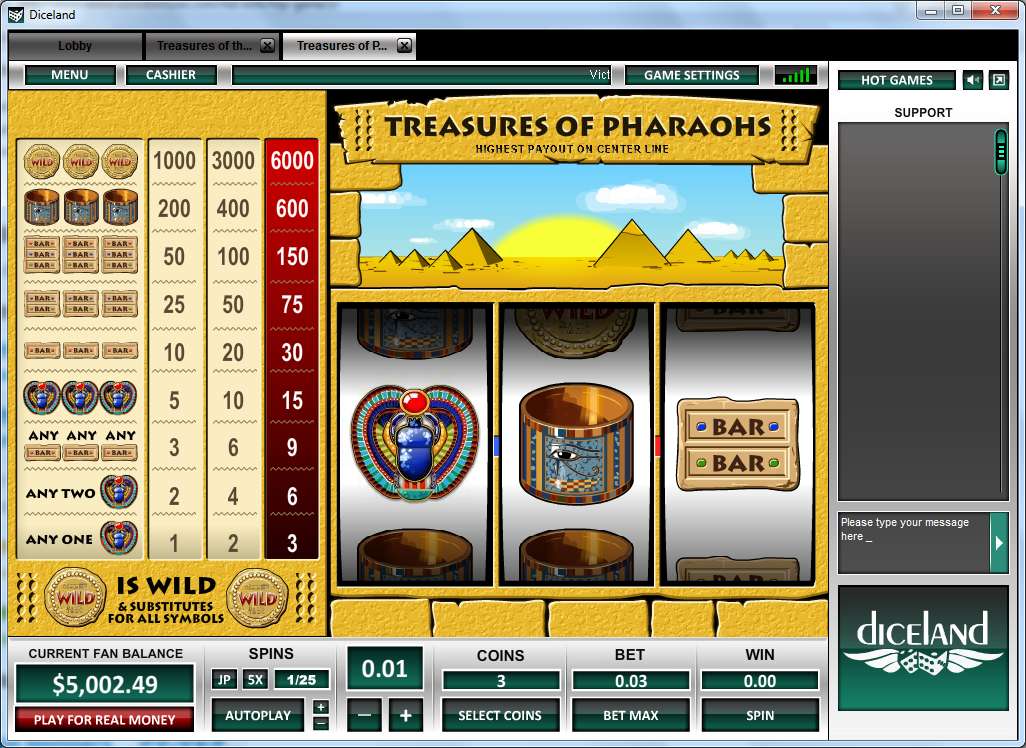Treasure of Pharaohs 1 Line by Octopus Gaming