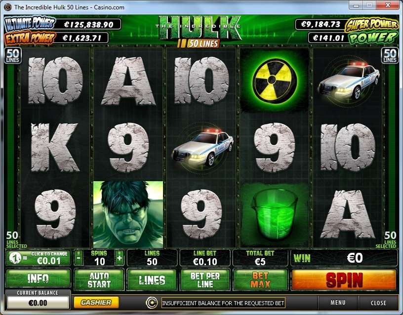 The Incredible Hulk - 50 Lines by Playtech