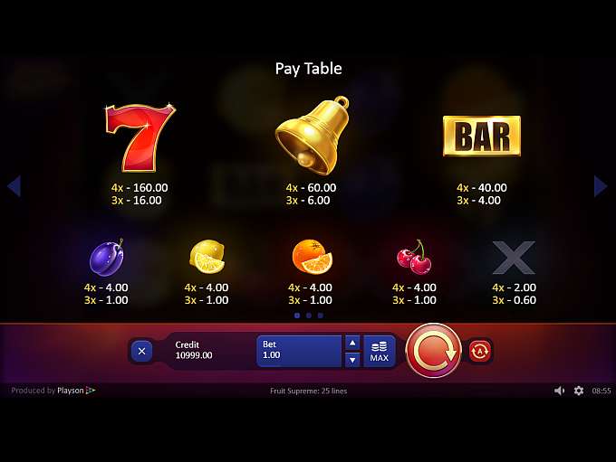 Fruit Supreme 25 lines gameplay screenshot