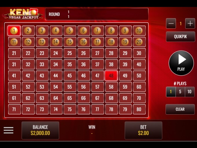 Vegas Jackpot Keno gameplay screenshot