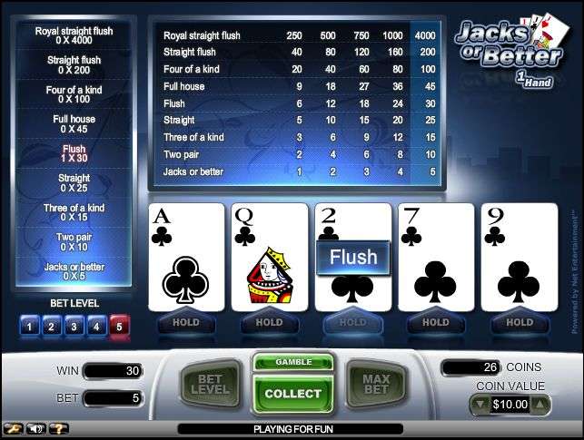 Jacks or Better gameplay screenshot