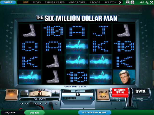 The Six Million Dollar Man by Playtech