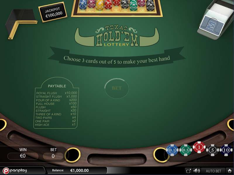 Texas Hold'em Lottery gameplay screenshot