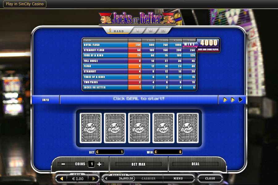 Jacks or  Better gameplay screenshot