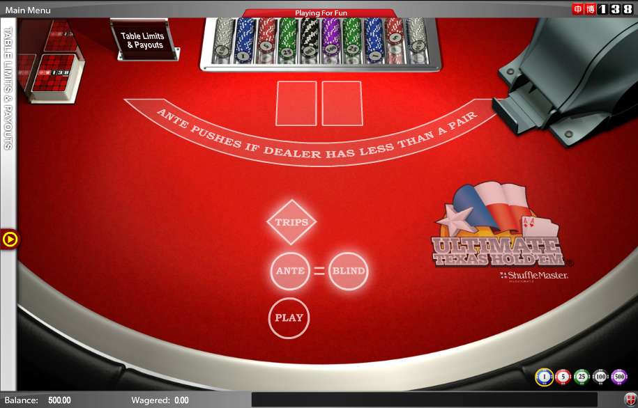 Ultimate Texas Hold'em gameplay screenshot
