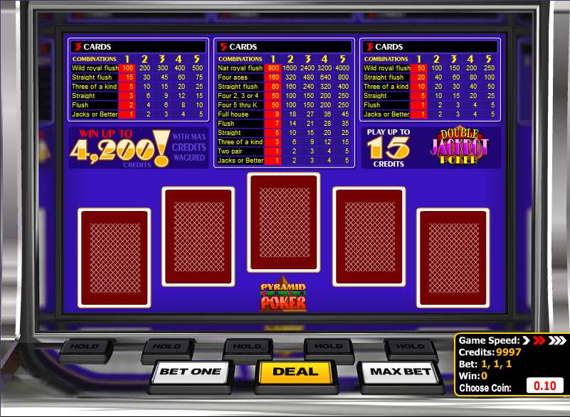 Pyramid Double Jackpot Poker gameplay screenshot